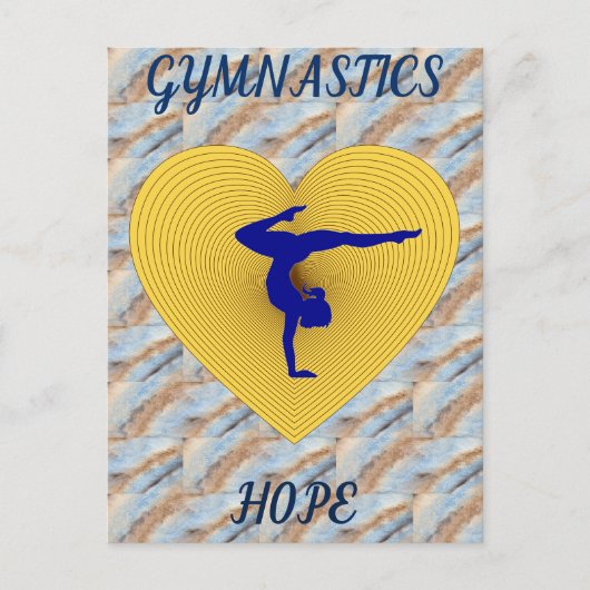 Gymnastiek gouden hart met gymnastiek briefkaart (Voorkant)