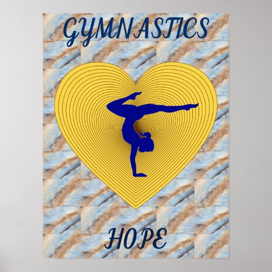 Gymnastiek gouden hart met gymnastiek poster (Voorkant)