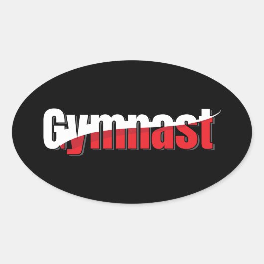Gymnastiek - Gymnast Abstract Woordkunst Swish Ovale Sticker (Voorkant)