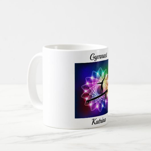 Gymnastiek Gymnast Balance Beam Gepersonaliseerde  Koffiemok (Voorkant links)
