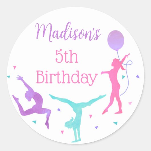 Gymnastiek Gymnast Birthday Favor Stickers Labels (Voorkant)