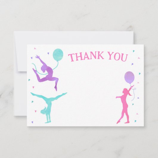 Gymnastiek Gymnast Birthday Party Bedankt voor je  Save The Date (Voorkant)