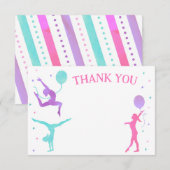 Gymnastiek Gymnast Birthday Party Bedankt voor je  Save The Date (Voorkant / Achterkant)