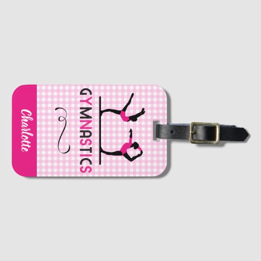Gymnastiek Gymnast Cute Pink Persoonlijk Bagagelabel (Voorkant (horizontaal))