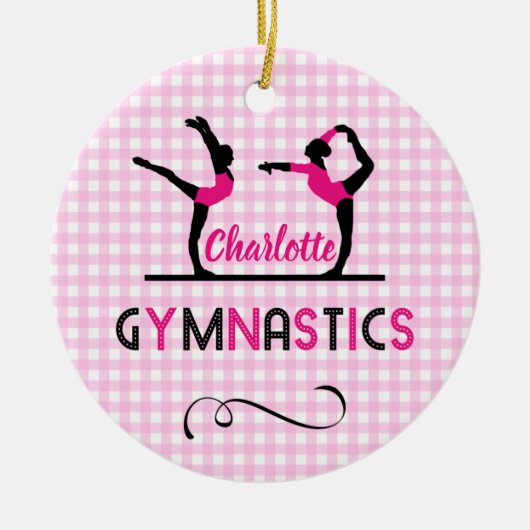 Gymnastiek Gymnast Cute Pink Persoonlijk Keramisch Ornament (Voorkant)