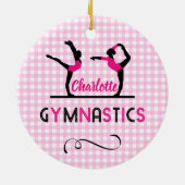 Gymnastiek Gymnast Cute Pink Persoonlijk Keramisch Ornament (Achterkant)