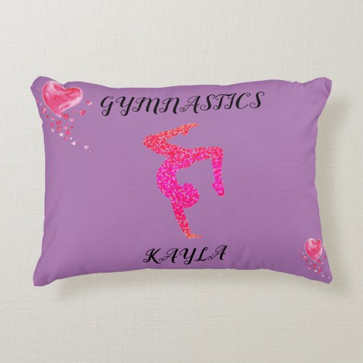 Gymnastiek gymnast & hart gepersonaliseerd accent accent kussen (Voorkant)