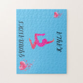 Gymnastiek gymnast & harten gepersonaliseerde puzz legpuzzel (Verticaal)