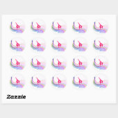 Gymnastiek gymnast in roze sticker. ronde sticker (Vel)