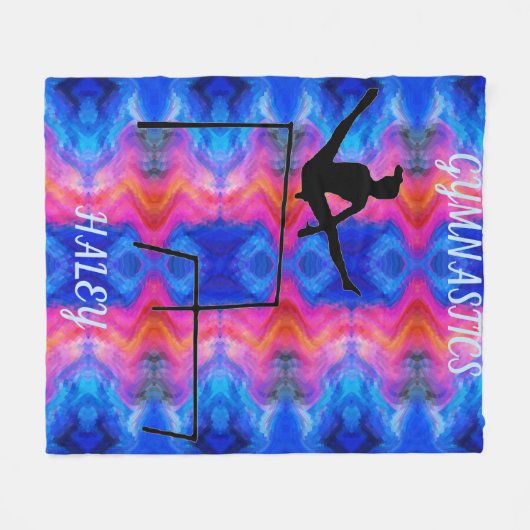 GYMNASTIEK GYMNAST OP ONGELIJKE BARS FLEECE DEKEN. (Voorkant (Horizontaal))