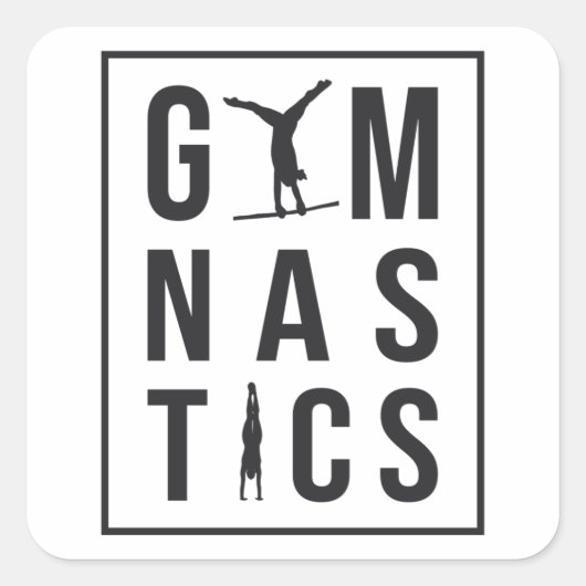 Gymnastiek Gymnast Unven Bars Hopper Acrobat Mat Vierkante Sticker (Voorkant)