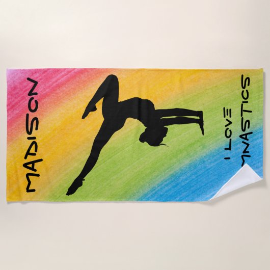 Gymnastiek Handstandaard Rainbow Funky Sketch Font Strandlaken (Voorkant)