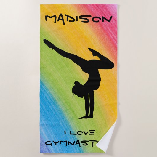 Gymnastiek Handstandaard Rainbow Funky Sketch Font Strandlaken (Voorkant)