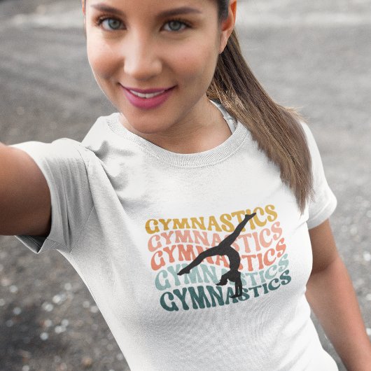 Gymnastiek Handstandaard Retro Wave Typografie T-shirt