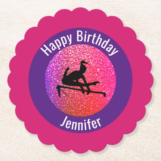 Gymnastiek "Happy Birthday" Aangepaste Onderzetter (Voorkant)