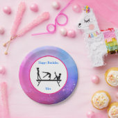 Gymnastiek "Happy Birthday" Balans Papieren Bordje (Feest)