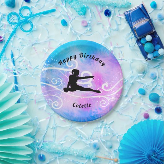 Gymnastiek Happy Birthday Custom Swirl Paper Bord (Feest)