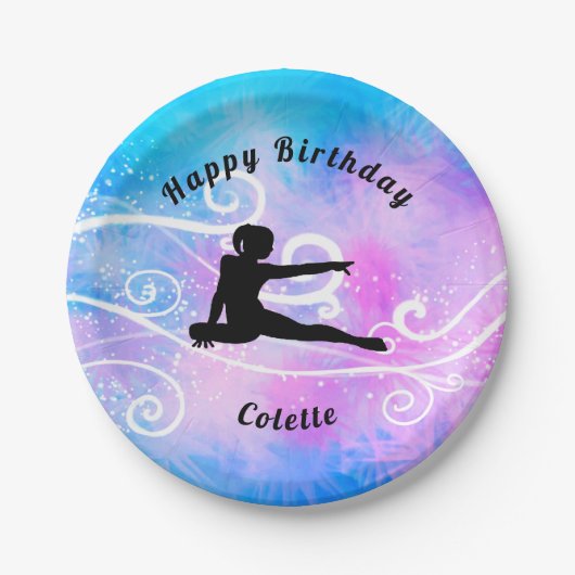 Gymnastiek Happy Birthday Custom Swirl Paper Bord (Voorkant)