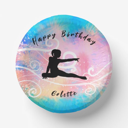 Gymnastiek Happy Birthday Custom Swirl Papieren Kommen (Voorkant)