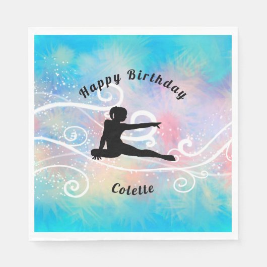 Gymnastiek Happy Birthday Custom Swirl Servet (Voorkant)