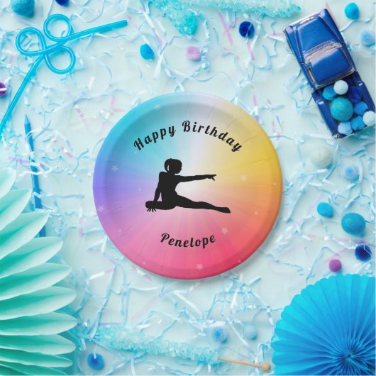 Gymnastiek Happy Birthday Rainbow Paper Borden Papieren Bordje (Feest)