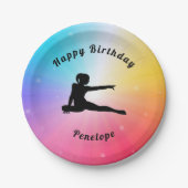 Gymnastiek Happy Birthday Rainbow Paper Borden Papieren Bordje (Voorkant)