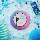 Gymnastiek Happy Birthday Roze / Blauw Papier Bord (Feest)
