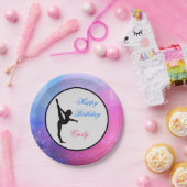Gymnastiek Happy Birthday Roze / Blauw Papier Bord (Feest)