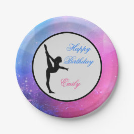 Gymnastiek Happy Birthday Roze / Blauw Papier Bord