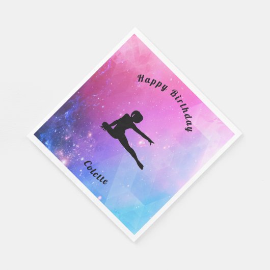 Gymnastiek Happy Birthday Roze & Blauwe servetten (Hoek)