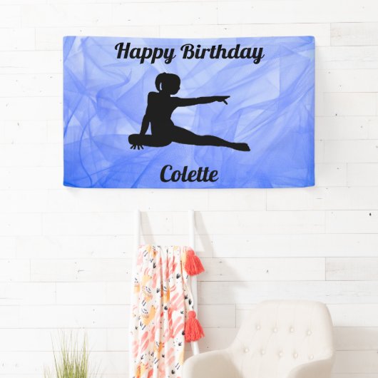 Gymnastiek "Happy Birthday" Tulle Banner (Insitu)