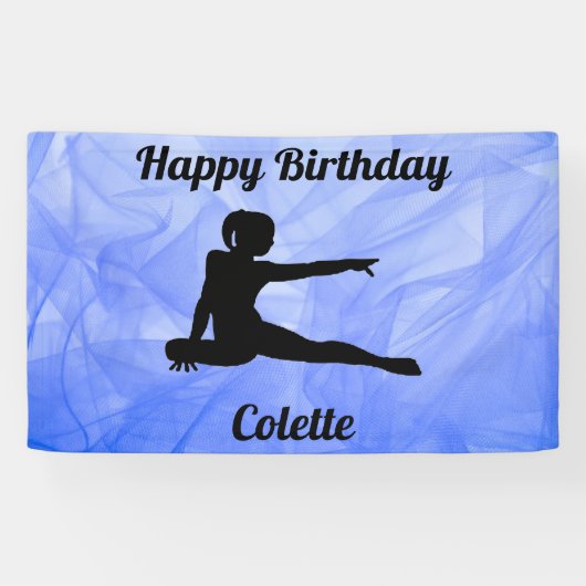 Gymnastiek "Happy Birthday" Tulle Banner (Horizontaal)