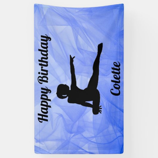 Gymnastiek "Happy Birthday" Tulle Banner (Verticaal)