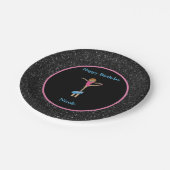 Gymnastiek "Happy Birthday" - zwarte sparkle Papieren Bordje (Gekanteld)