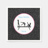Gymnastiek "Happy Birthday" - zwarte sparkle Servet (Voorkant)