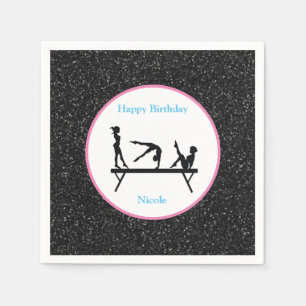 Gymnastiek "Happy Birthday" - zwarte sparkle Servet