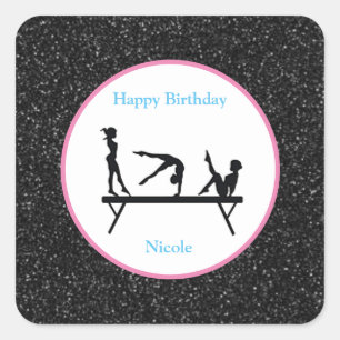Gymnastiek "Happy Birthday" zwarte Stickers
