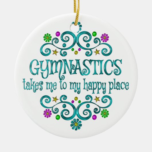 Gymnastiek Happy Place Keramisch Ornament (Voorkant)