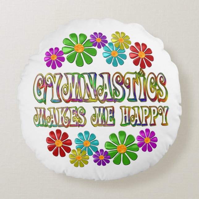 Gymnastiek Happy Rond Kussen (Voorkant)