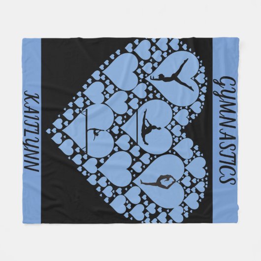 Gymnastiek hartdeken is gepersonaliseerd. fleece deken (Voorkant (Horizontaal))