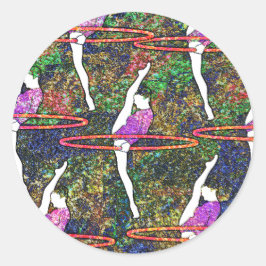 Gymnastiek Hula Hoop dans kleurrijk patroon cadeau Ronde Sticker