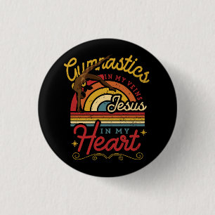 Gymnastiek in mijn aderen Jezus in mijn hart Gymna Ronde Button 3,2 Cm