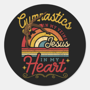 Gymnastiek in mijn aderen Jezus in mijn hart Gymna Ronde Sticker