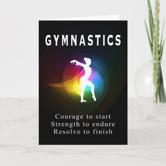Gymnastiek Inspirerend Quote Vrouw Silhouet Kaart (Voorkant)