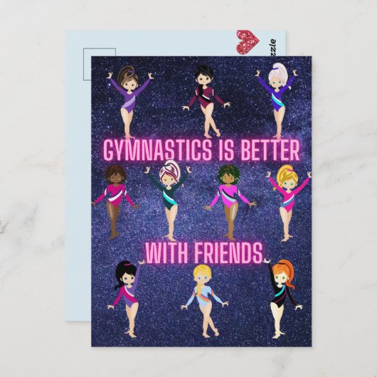 Gymnastiek is beter bij vrienden briefkaart (Voorkant / Achterkant)