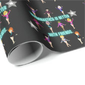 Gymnastiek is beter bij vrienden cadeaupapier (Rol Hoek)