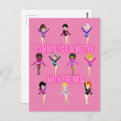Gymnastiek is beter bij vrienden die  zijn in roze briefkaart (Voorkant / Achterkant)