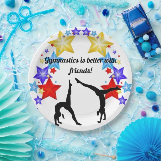 Gymnastiek is beter bij vrienden papieren bordje (Feest)