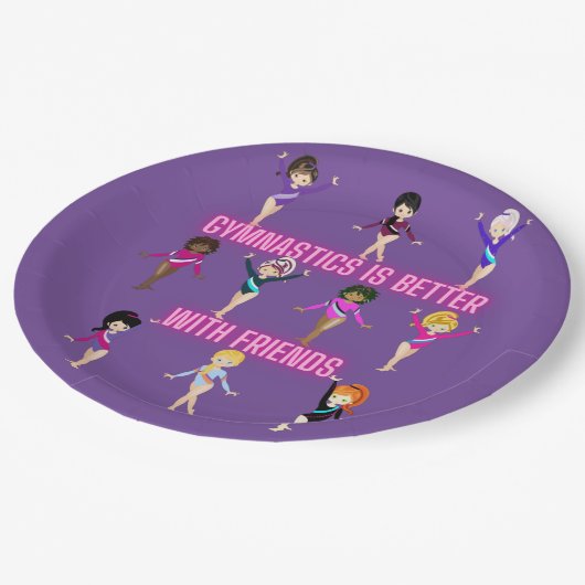 Gymnastiek is beter bij vrienden papieren bordje (Gekanteld)