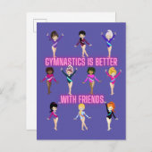 Gymnastiek is beter bij vrienden uitnodiging briefkaart (Voorkant / Achterkant)